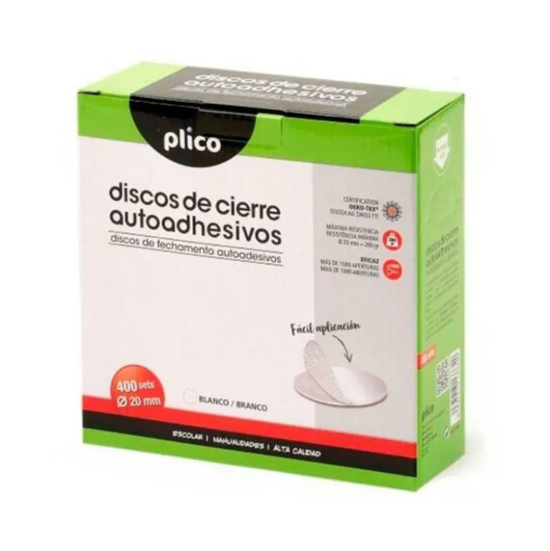 DISCO DE CIERRE PLICO VELCRO AUTOADHESIVO 20 MM DIAMETRO COLOR NEGRO CAJA DE 400 UNIDADES