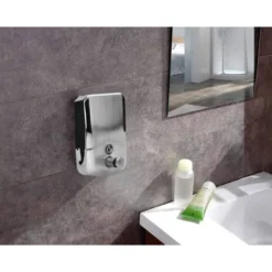 Dispensador de jabon manual marca Q-Connect inoxidable