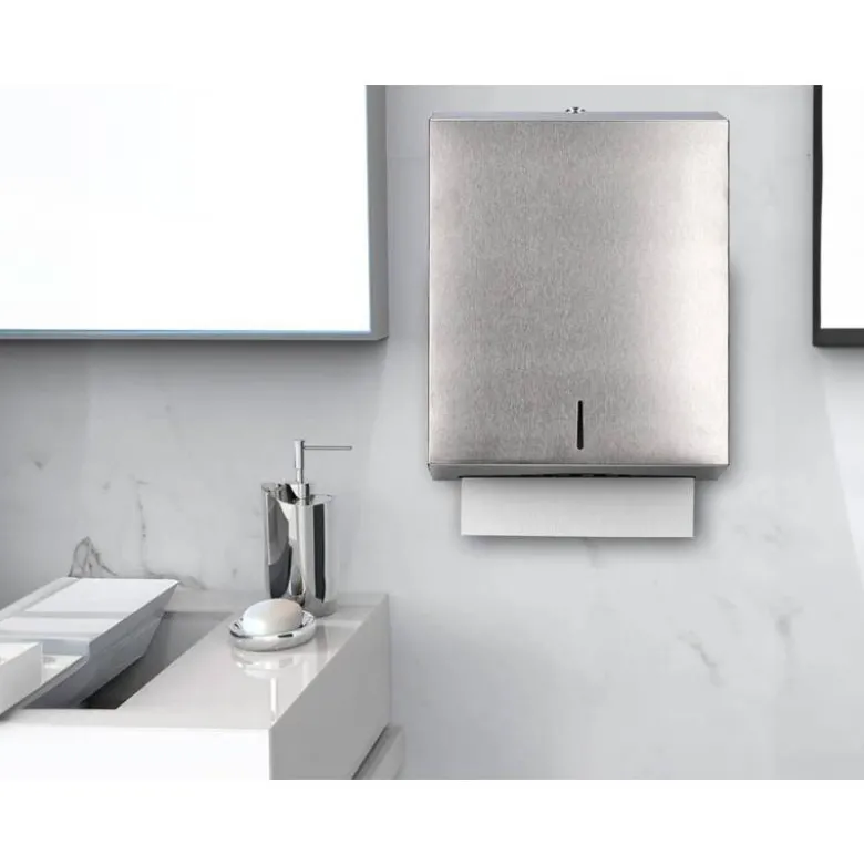 Dispensador de toallitas grande marca Q-Connect inoxidable