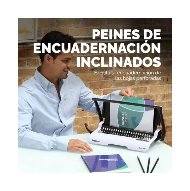 Encuadernadora para canutillo Fellowes star+150 perfora 12 hojas tamaño din a4 encuaderna 150 hojas