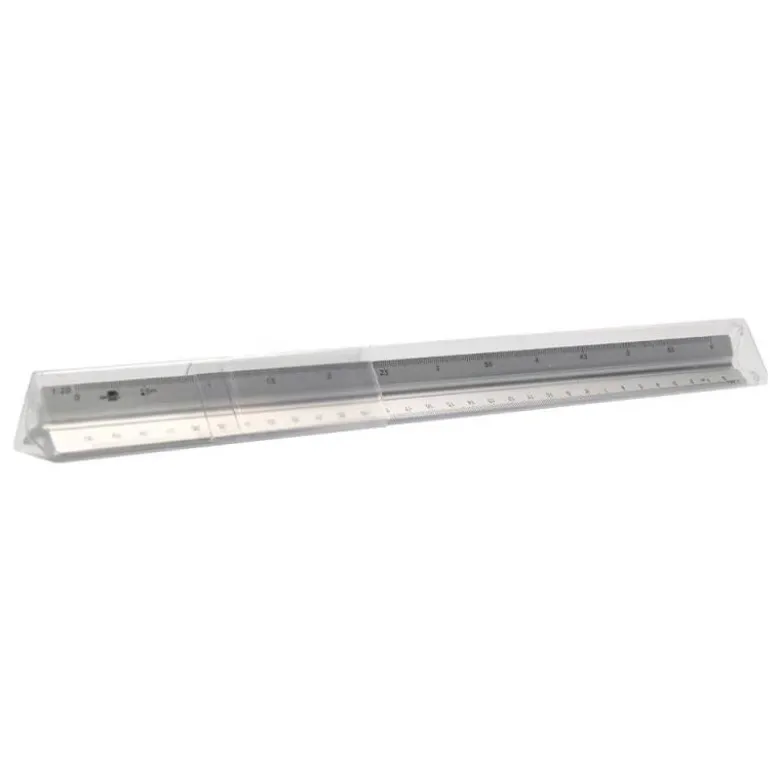 ESCALA LIDERPAPEL ALUMINIO FORMA TRIANGULAR CON FUNDA PROTECTORA LONGITUD 30 CM 1:20 1:25/1:50/1:75/1:100/1:150