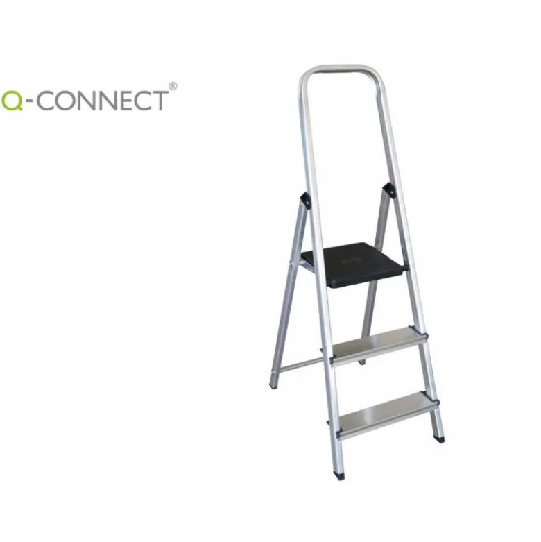 ESCALERA Q-CONNECT DE ALUMINIO 3 PELDAÑOS 590X400X1260 MM PESO MAXIMO 150 KG EN-131