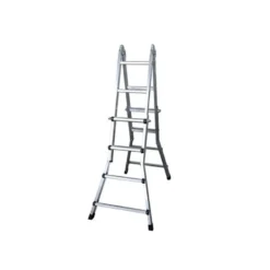 ESCALERA TELESCOPICA DE ACERO Y ALUMINIO DE 4+4 PELDAÑOS CON TAPA FINAL PVC ANTIDESLIZANTE EN131-4