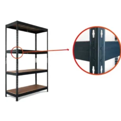 Estanteria metalica ar stocker 200x200x70 cm 4 estantes 450 kg por estante bandeja de madera sin