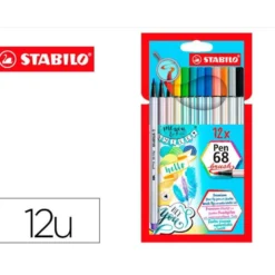 Estuche rotulador Stabilo Pen 68 Brush Acuarelable 12 unidades Punta pincel