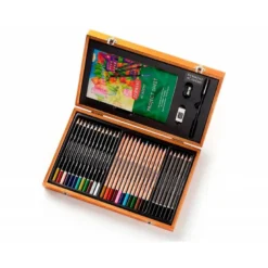 ESTUCHE DE PINTURA DERWENT ACADEMY MADERA LAPICES DE COLORES 35 PIEZAS