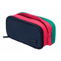 ESTUCHE PORTATODO LIDERPAPEL FUNKY 3 CREMALLERAS CON APERTURAS LATERALES AZUL FUSCIA TURQUESA 220X100X65 MM