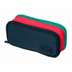 ESTUCHE PORTATODO LIDERPAPEL FUNKY 3 CREMALLERAS CON APERTURAS LATERALES AZUL FUSCIA TURQUESA 220X100X65 MM