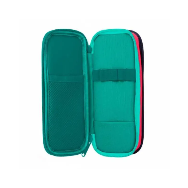 ESTUCHE PORTATODO LIDERPAPEL FUNKY 3 CREMALLERAS CON APERTURAS LATERALES AZUL FUSCIA TURQUESA 220X100X65 MM