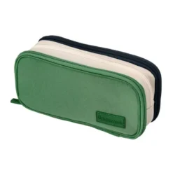 ESTUCHE PORTATODO LIDERPAPEL FUNKY 3 CREMALLERAS CON APERTURAS LATERALES VERDE BLANCO AZUL 220X100X65 MM