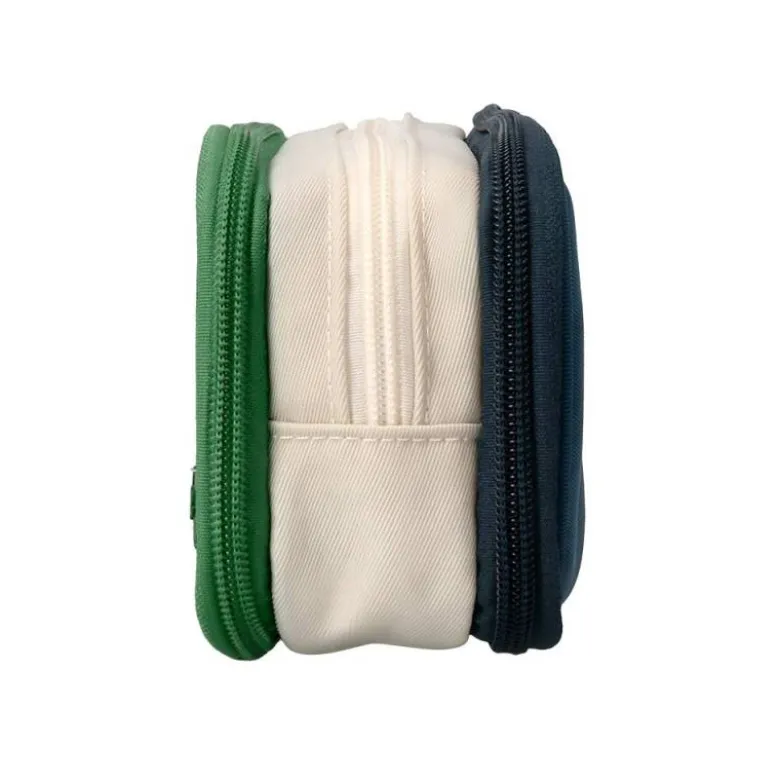 ESTUCHE PORTATODO LIDERPAPEL FUNKY 3 CREMALLERAS CON APERTURAS LATERALES VERDE BLANCO AZUL 220X100X65 MM