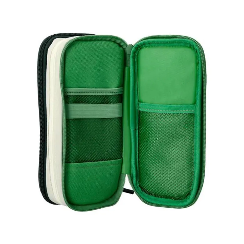 ESTUCHE PORTATODO LIDERPAPEL FUNKY 3 CREMALLERAS CON APERTURAS LATERALES VERDE BLANCO AZUL 220X100X65 MM