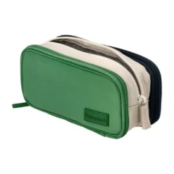 ESTUCHE PORTATODO LIDERPAPEL FUNKY 3 CREMALLERAS CON APERTURAS LATERALES VERDE BLANCO AZUL 220X100X65 MM