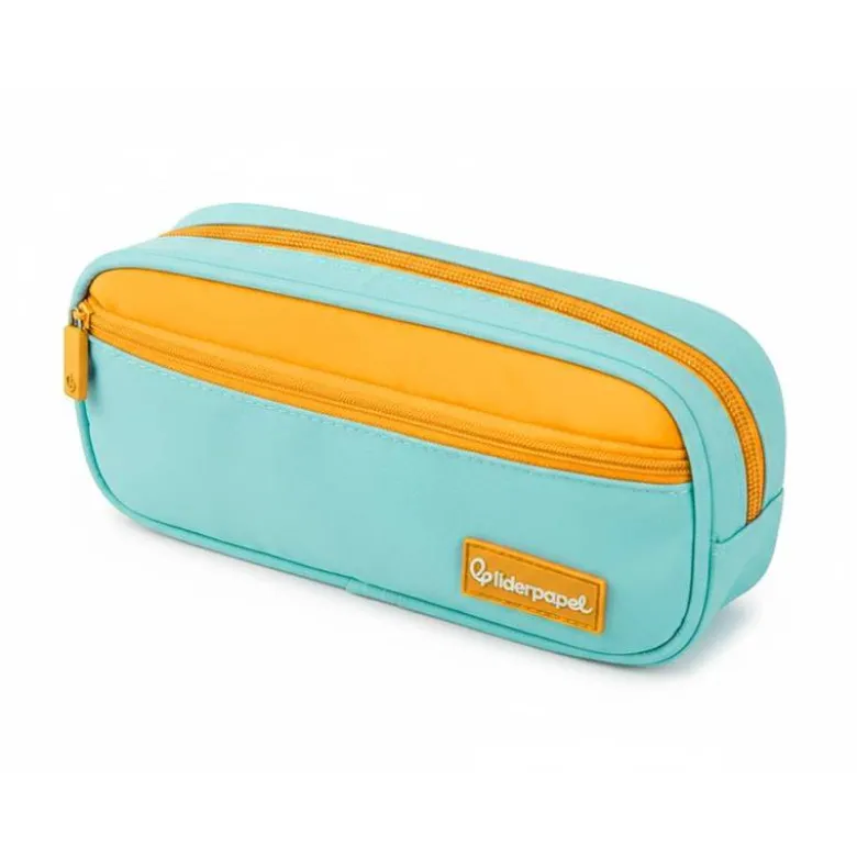 ESTUCHE PORTATODO LIDERPAPEL DUO 2 CREMALLERAS CON BOLSILLOFRONTAL AZUL CLARO 220X90X50 MM