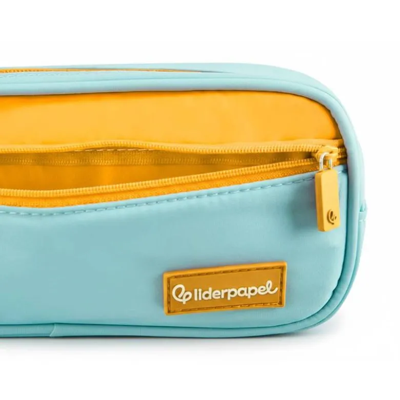 ESTUCHE PORTATODO LIDERPAPEL DUO 2 CREMALLERAS CON BOLSILLOFRONTAL AZUL CLARO 220X90X50 MM
