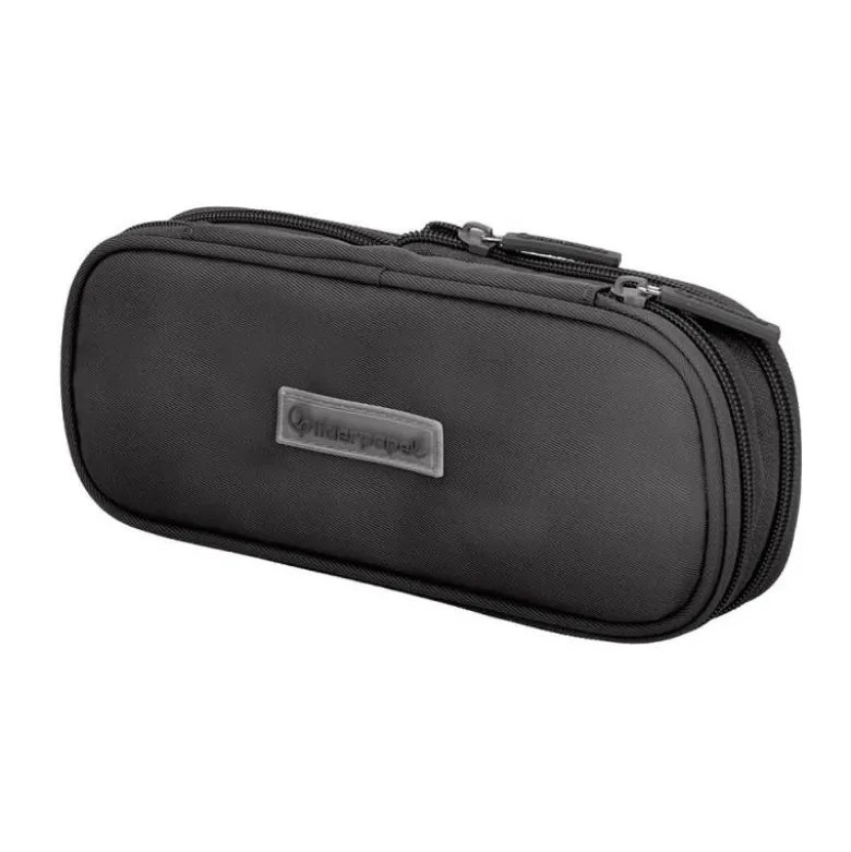 ESTUCHE PORTATODO LIDERPAPEL COLOR POP 2 CREMALLERAS CON COMPARTIMENTO EXTENSIBLE NEGRO 230 X 60 MM