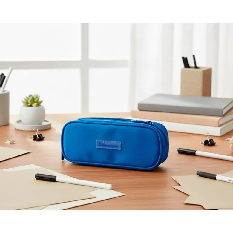 ESTUCHE PORTATODO LIDERPAPEL COLOR POP 2 CREMALLERAS CON COMPARTIMENTO EXTENSIBLE AZUL 230 X 60 MM