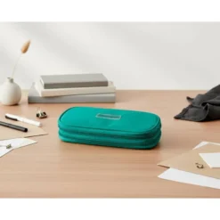 ESTUCHE PORTATODO LIDERPAPEL COLOR POP 2 CREMALLERAS CON COMPARTIMENTO EXTENSIBLE TURQUESA 230 X 60 MM