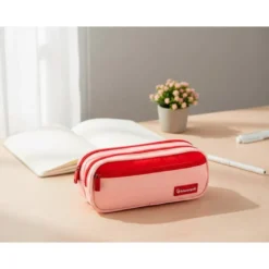 ESTUCHE PORTATODO LIDERPAPEL DUO 3 CREMALLERAS CON BOLSILLOFRONTAL ROSA 220X90X70 MM