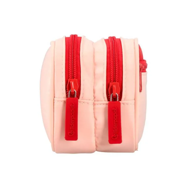 ESTUCHE PORTATODO LIDERPAPEL DUO 3 CREMALLERAS CON BOLSILLOFRONTAL ROSA 220X90X70 MM