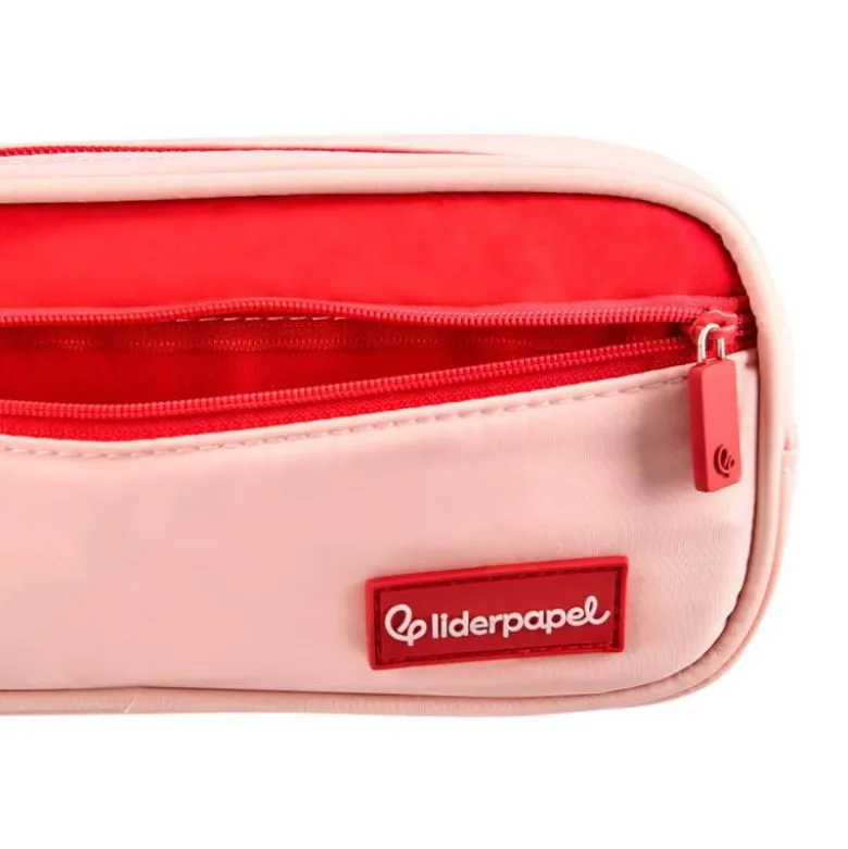 ESTUCHE PORTATODO LIDERPAPEL DUO 3 CREMALLERAS CON BOLSILLOFRONTAL ROSA 220X90X70 MM