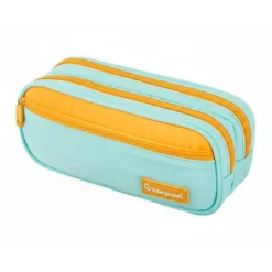 ESTUCHE PORTATODO LIDERPAPEL DUO 3 CREMALLERAS CON BOLSILLOFRONTAL AZUL CLARO 220X90X70 MM
