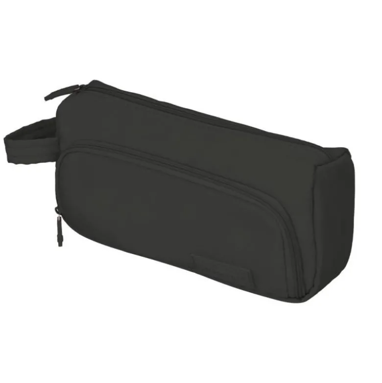 ESTUCHE PORTATODO LIDERPAPEL MINIBAG 2 CREMALLERAS CON BOLSILLO INTERIOR NEGRO 210 X 100 X 70 MM