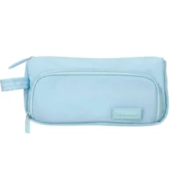ESTUCHE PORTATODO LIDERPAPEL MINIBAG 2 CREMALLERAS CON BOLSILLO INTERIOR AZUL PASTEL 211 X 100 X 70 MM