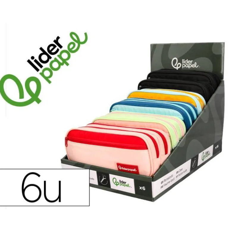 ESTUCHE PORTATODO LIDERPAPEL DUO 2 CREMALLERAS CON BOLSILLO FRONTAL 220X90X50 MM