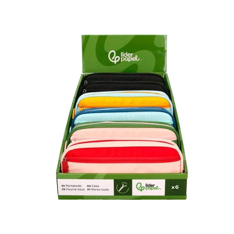 ESTUCHE PORTATODO LIDERPAPEL DUO 3 CREMALLERAS CON BOLSILLO FRONTAL 220X90X50 MM