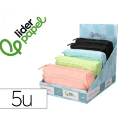 ESTUCHE PORTATODO LIDERPAPEL MINIBAG 2 CREMALLERAS CON BOLSILLO INTERIOR 210X100X70 MM
