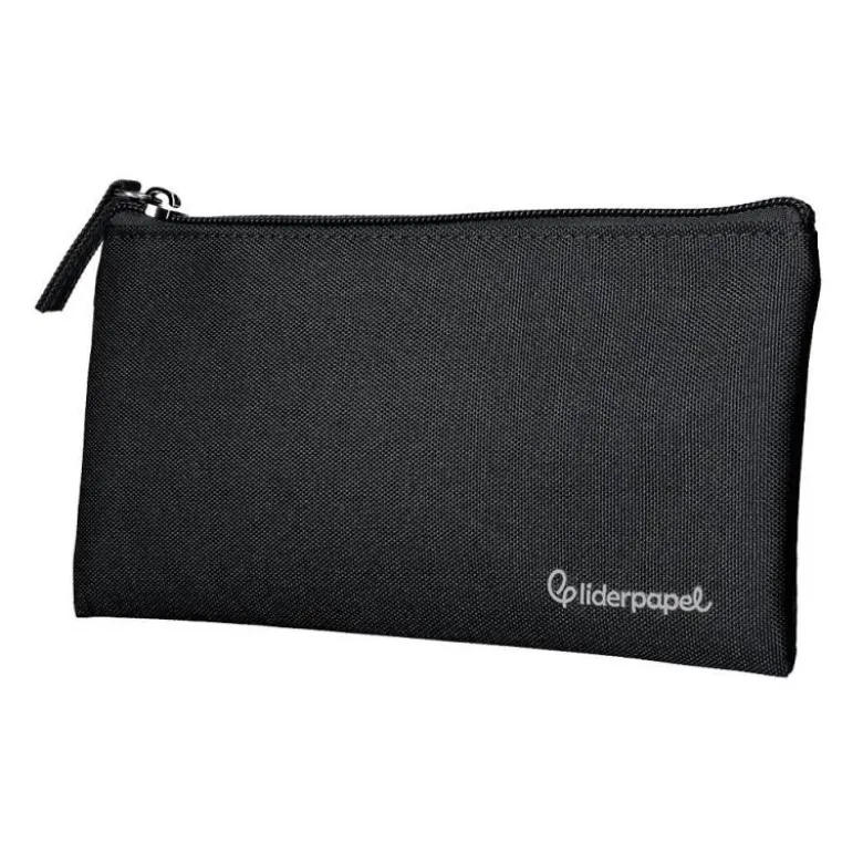 ESTUCHE PORTATODO LIDERPAPEL PLANO ANCHO UNA CREMALLERA 200X100 MM NEGRO