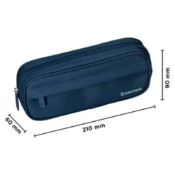 ESTUCHE PORTATODO LIDERPAPEL CLASSIC OVALADO 2 CREMALLERAS CON BOLSILLO DELANTERO 210X90MM AZUL MARINO
