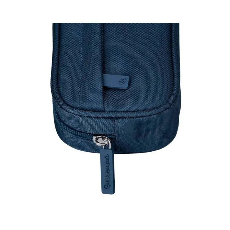 ESTUCHE PORTATODO LIDERPAPEL CLASSIC OVALADO 2 CREMALLERAS CON BOLSILLO DELANTERO 210X90MM AZUL MARINO