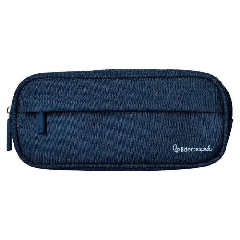 ESTUCHE PORTATODO LIDERPAPEL CLASSIC OVALADO 2 CREMALLERAS CON BOLSILLO DELANTERO 210X90MM AZUL MARINO