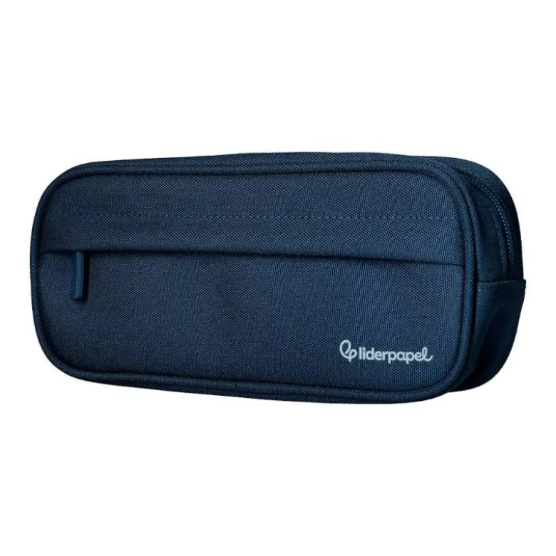 ESTUCHE PORTATODO LIDERPAPEL CLASSIC OVALADO 2 CREMALLERAS CON BOLSILLO DELANTERO 210X90MM AZUL MARINO