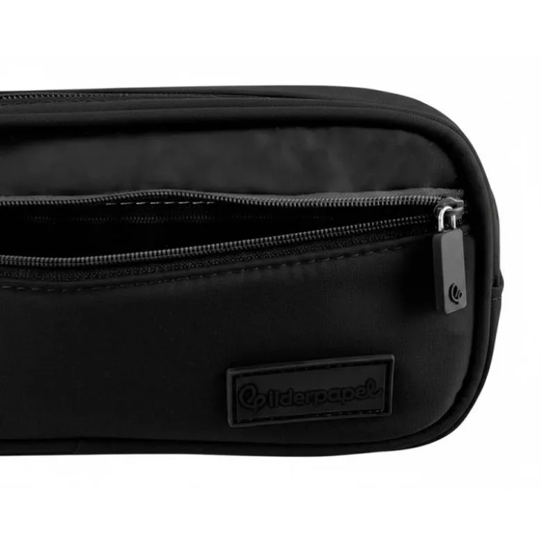ESTUCHE PORTATODO LIDERPAPEL DUO 3 CREMALLERAS CON BOLSILLOFRONTAL NEGRO 220X90X70 MM