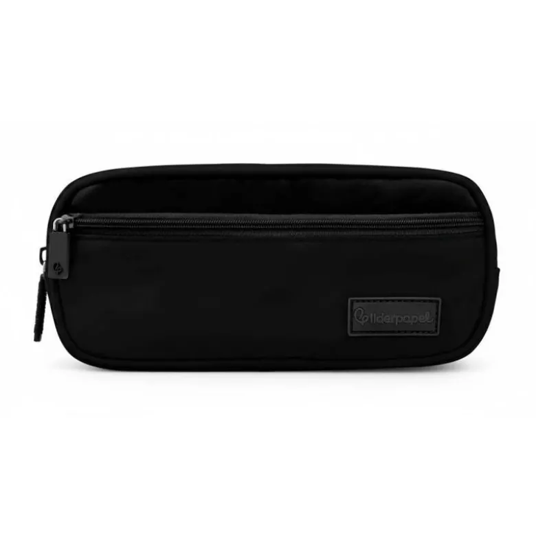 ESTUCHE PORTATODO LIDERPAPEL DUO 3 CREMALLERAS CON BOLSILLOFRONTAL NEGRO 220X90X70 MM