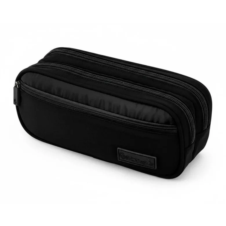 ESTUCHE PORTATODO LIDERPAPEL DUO 3 CREMALLERAS CON BOLSILLOFRONTAL NEGRO 220X90X70 MM