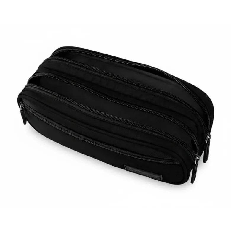 ESTUCHE PORTATODO LIDERPAPEL DUO 3 CREMALLERAS CON BOLSILLOFRONTAL NEGRO 220X90X70 MM