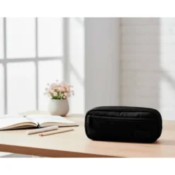 ESTUCHE PORTATODO LIDERPAPEL DUO 2 CREMALLERAS CON BOLSILLOFRONTAL NEGRO 220X90X50 MM