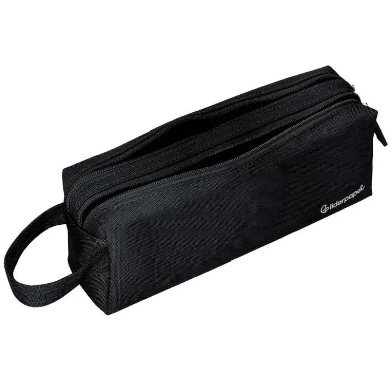 ESTUCHE PORTATODO LIDERPAPEL CLASSIC RECTANGULAR CON ASA 2 CREMALLERAS 210 X80MM NEGRO