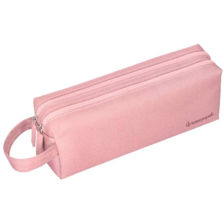 ESTUCHE PORTATODO LIDERPAPEL CLASSIC RECTANGULAR CON ASA 2 CREMALLERAS 210 X80MM ROSA