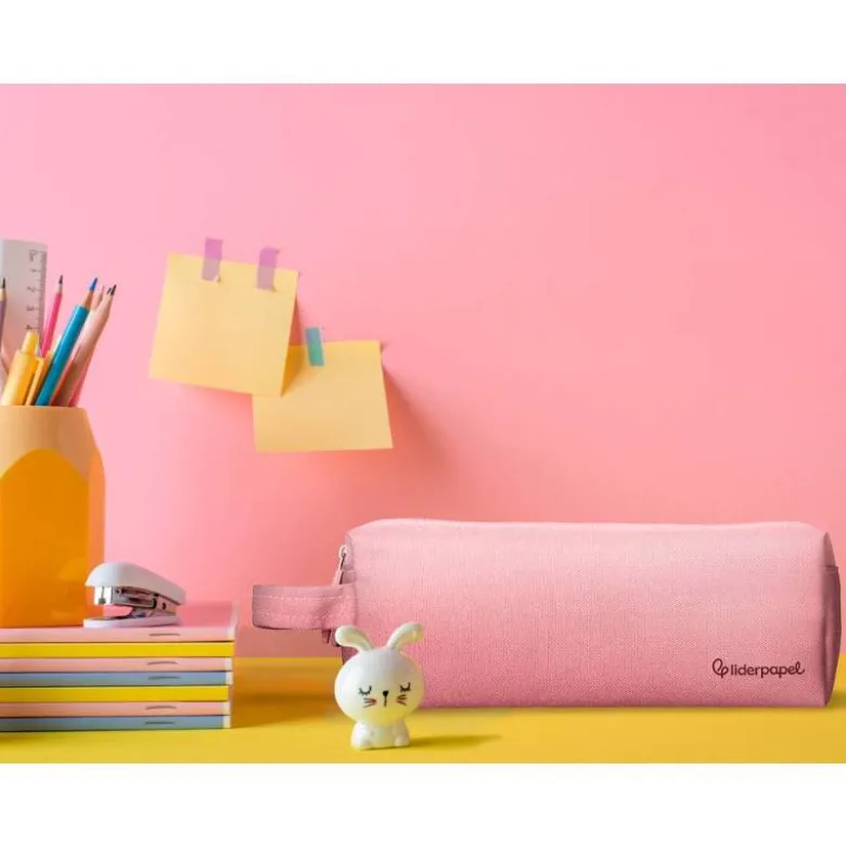 ESTUCHE PORTATODO LIDERPAPEL CLASSIC RECTANGULAR CON ASA 2 CREMALLERAS 210 X80MM ROSA