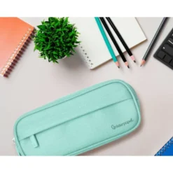 ESTUCHE PORTATODO LIDERPAPEL CLASSIC OVALADO 2 CREMALLERAS CON BOLSILLO DELANTERO 210X90MM VERDE MANZANA