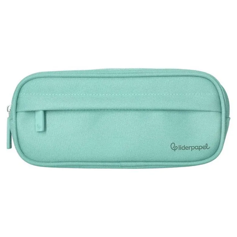 ESTUCHE PORTATODO LIDERPAPEL CLASSIC OVALADO 2 CREMALLERAS CON BOLSILLO DELANTERO 210X90MM VERDE MANZANA