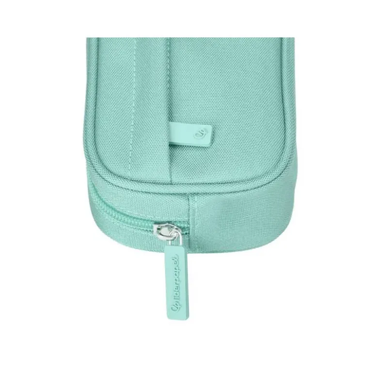 ESTUCHE PORTATODO LIDERPAPEL CLASSIC OVALADO 2 CREMALLERAS CON BOLSILLO DELANTERO 210X90MM VERDE MANZANA