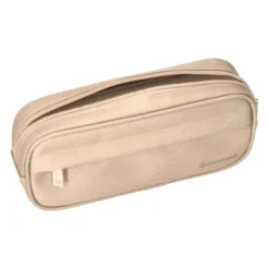 ESTUCHE PORTATODO LIDERPAPEL CLASSIC OVALADO 2 CREMALLERAS CON BOLSILLO DELANTERO 210X90MM CREMA