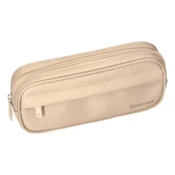 ESTUCHE PORTATODO LIDERPAPEL CLASSIC OVALADO 2 CREMALLERAS CON BOLSILLO DELANTERO 210X90MM CREMA