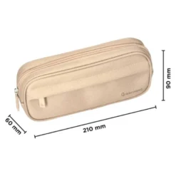 ESTUCHE PORTATODO LIDERPAPEL CLASSIC OVALADO 2 CREMALLERAS CON BOLSILLO DELANTERO 210X90MM CREMA